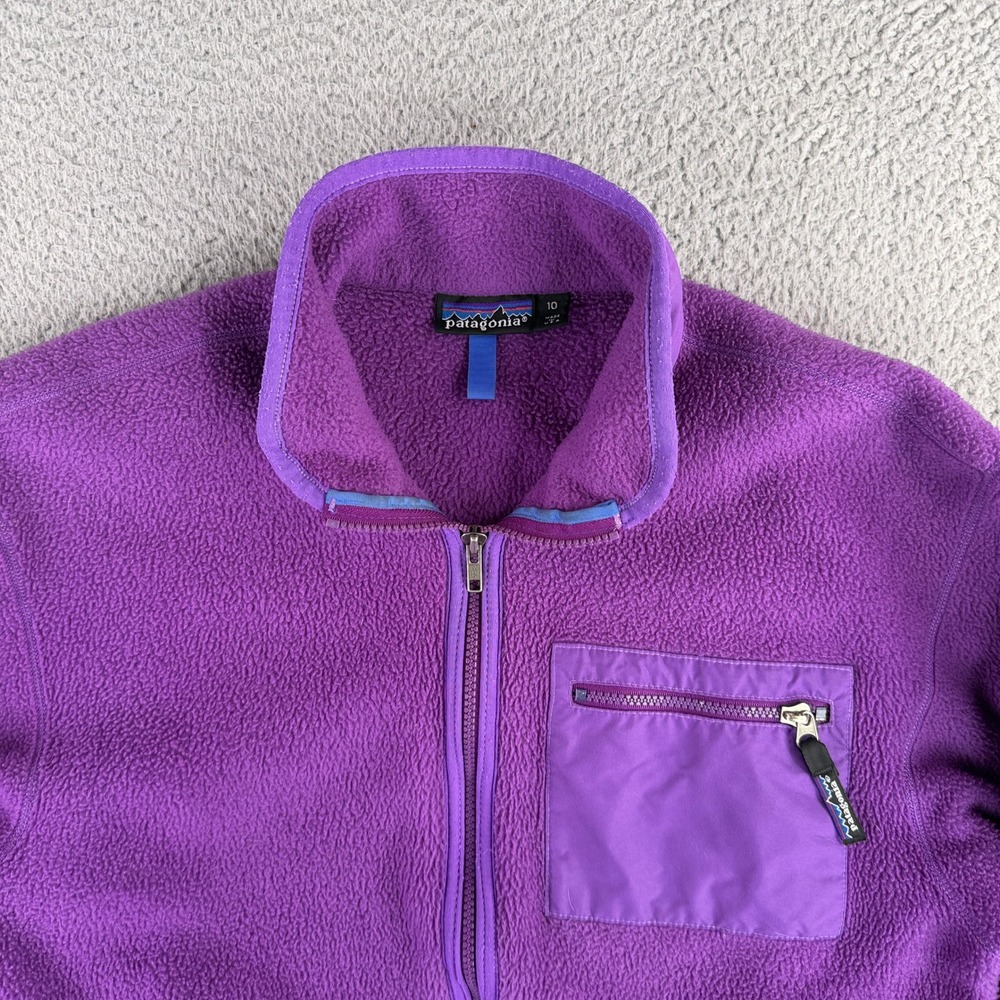Vintage Patagonia Fleece Jacket Womens 10 Purple 1991 Made in USA 25029 Full Zip